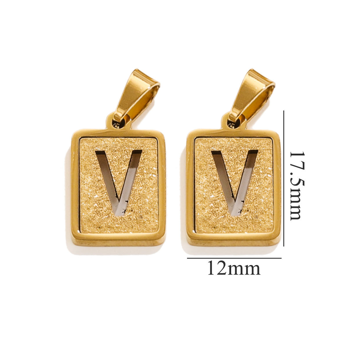 Gold color / 1 Piece Simple Fashionable Style Square Letter V Shape Titanium Steel  Gold Color Unisex Pendant Picture22